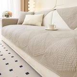 vctops Farmhouse Solid Color Embroidery Sofa Couch Cover Cotton Quilted Sectional Couch Covers Washable Non Slip Sofa Slipcover for Dogs, Children, Pets Furniture Protector (Khaki,28"x28")