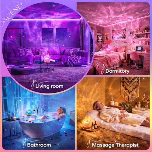 Mubarek Ambient Lighting, 216 Modes Mood Lighting, 3-in-1 Sunset Lamp & Ocean Lamp & Northern Lights Projector with Remote,Led Lights for Bedroom, Room Lights for Bedroom Decor, Girl Gift