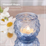 12 Pcs Blue Votive Candle Holders Round Glass Candle Holders Bulk