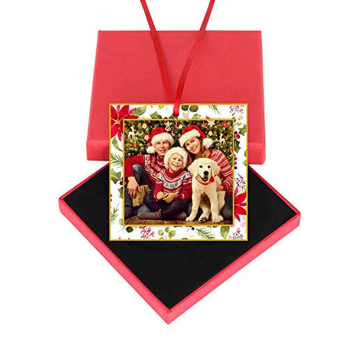WaaHome Picture Frame Christmas Ornaments 2026-3'' Floral Photo Frame Christmas Tree Ornaments Decorations Gifts for Family Friends Women Mom