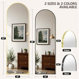 48"x14" Door Mirror, Arched Full Length Mirror, Over the Door Mirrors Full Length, Hanging Mirrors for Bedroom, Bathroom, Gold
