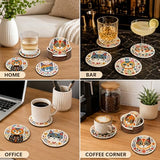 6pcs Vibrant Cat Coasters - 3.93" Floral & Leaf Patterns, Heat-Resistant Plastic Cup Coasters for Home, Bar, Office Use - Hand Washable Cat Decor Accessories