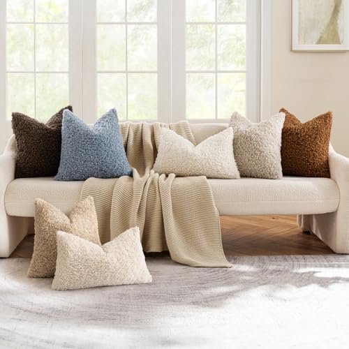 MIULEE Decorative Faux Fur Pillow Covers Sherpa 18x18 Bronze
