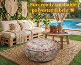Mandala Life ART Bohemian Outdoor Floor Cushion Cover - Unstuffed 24x8 inches - Vintage Round Pouf Otttoman