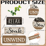 Moucuny 4 Pcs Bathroom Shelf Decor Sign Farmhouse Bathroom Decor and Accessories Rustic Eucalyptus Leaves Wood Block Sign Gift Relax Soak Unwind Farmhouse Table Centerpiece for Home Toilet