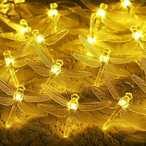 Dragonfly String Lights for Patio, Twinkle Fairy Lights for Indoor 20 LED 10ft Decorative Strand Battery Powered with 2 Modes for Bedroom Wedding Birthday Party Christmas Decor (Warm White)