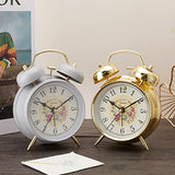 rjuwurv 4" Loud Alarm Twin Bell Alarm Clock, Night Light, Desk Clock Table Alarm Clock Bedroom Alarm Clock(Golden Rural)