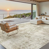 Soalmost Abstract Rug 8x12 Large Living Room Area Rugs Washable Beige/Gray