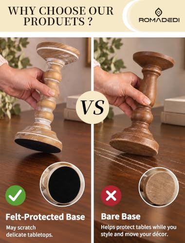 Romadedi Wood Pillar Candle Holders, Set of 3, Farmhouse Decor