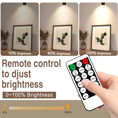 1 Pack Dimmable Spot Lights Indoor, Uplighting Indoor Spotlight with Timer and Remote, 3000K/4000K/5000K Adjustable LED Up Lights, Spot Lights Indoor Accent Uplighting for Plants