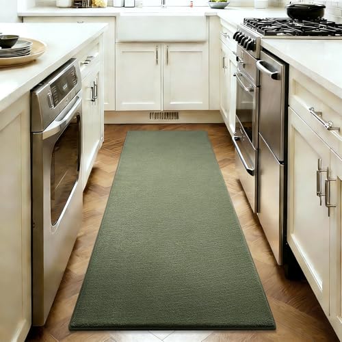 Vasofe Runner Rugs for Bedroom Living Room, 2x8 Sage Green Memory Foam Rug