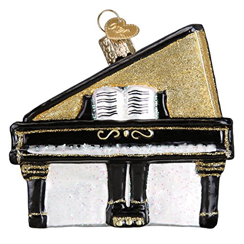 Old World Christmas Musical Instruments Glass Blown Ornaments for Christmas Tree Baby Grand Piano 3x3
