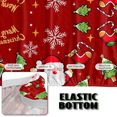 Christmas Armless Sofa Cover Santa Claus Futon Cover Futon Covers with Elastic Bottom Sofa Slipcovers Washable Couch Covers Furniture Protector