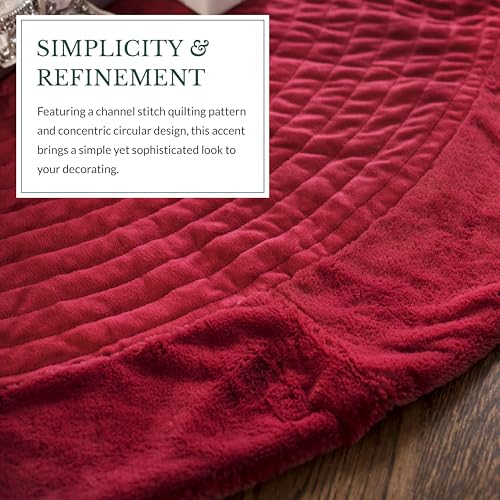 Balsam Hill Berkshire Christmas Cardinal Tree Skirt - Elegant Quilted Tree Base that Beautifully Conceals Your Stand and Enhances Your Holiday Decorating, Cardinal, 60"