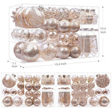SHareconn 86PCS Christmas Tree Ornaments Clear Set,Shatterproof and Clear Plastic Baubles for Xmas Tree Decor, Holiday Wedding Party Decoration,Champagne