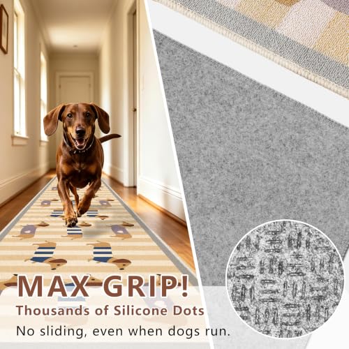 Waterproof 2x6 Runner Rug Non Slip Floor Runners for Dogs, Cute Dachshund