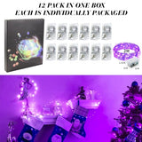 ZGWJ 12 Pack Fairy Lights Battery Operated, Purple Mini String Lights 7ft 20 LED Waterproof for DIY, Parties, Wedding, Bedroom, Christmas Decoration