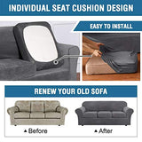 H.VERSAILTEX Rich Velvet Stretch 2 Piece Cover Chair Slipcover Sofa Cover Furniture Protector Couch Soft with Elastic Bottom Chair Couch Cover with Arms Width Up to 49 Inch(Chair,Grey)