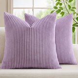 Mecatny Corduroy Decorative Throw Pillow Covers 16x16 Set of 2 Lilac