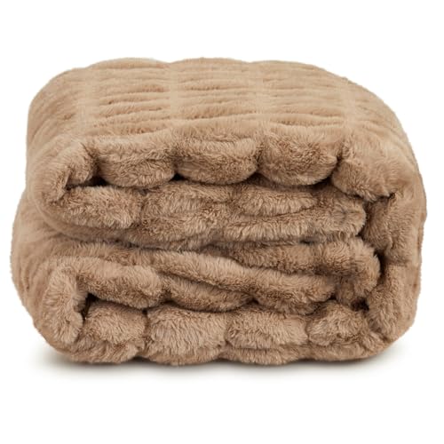 Springtree Home | Luxury Plush Throw Blanket | Brown Throw Blanket | Perfect Blanket for Couch Year Round | Fluffy Micro Fleece | Lily Collection - Dune