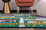 Rugshop Kids Educational Learning City Life Road Non Skid (Non Slip) Area Rug 3'3" x 4'7" Green