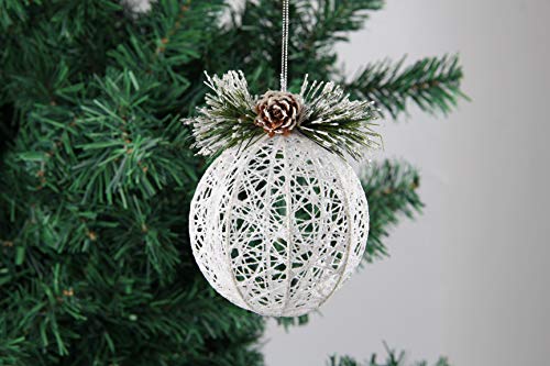 Christmas Ball Ornaments, 4pc Set White Pinecone Rattan Thread String Christmas Tree Ornament Xmas Trees Wedding Party Decorations
