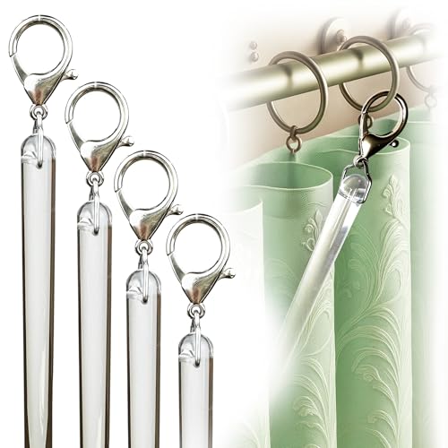 24 inch (4 Pack) All Clear Acrylic Curtain Pull Wand - Clear Curtain Wand - Invisible Drapery Wand - Drapery Pull Rod (24 Inch)