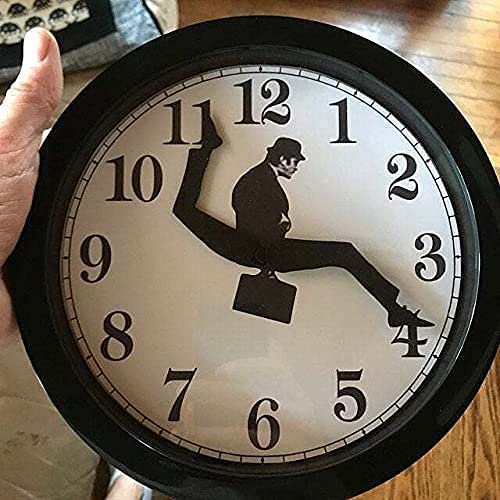 Ministry of Silly Walk Wall Clock with Cover - Creative Wall Clock Artwork, Precise Sweep Seconds Silent Clock No-Ticking for Bedroom,Office & Library Wall Decorations (Black)