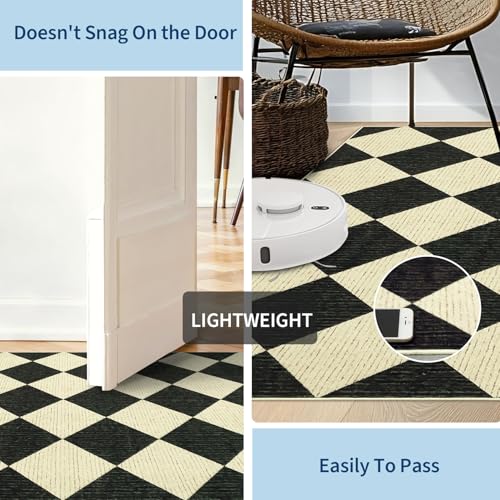 GarveeHome Checkered Rug Runners 2x6 Non Slip Kitchen Runner for Hallway