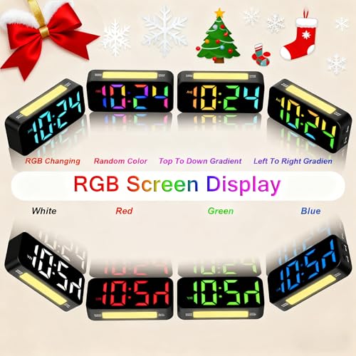 Topski Loud Alarm Clocks for Bedrooms Heavy Sleepers, Plug-in Digital Bedside Clock with RGB Night Light, Large Display, Dual Alarm, Snooze, Dimmable, 3 Volumes