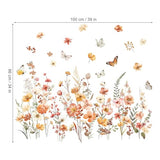 decalmile Boho Flower Wall Decals Garden Floral Butterflies Wildflower Wall Stickers Girls Bedroom Living Room Baby Nursery Wall Decor