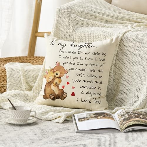 AVOIN colorlife to My Daughter Throw Pillow Cover, 18 x 18 Inch Christmas Daughter Gift Lady Girls Birthday Cushion Case from Mum Dad