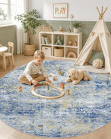 OLANLY 4ft Round Washable Rug, Soft Non Slip Carpet for Entryway Bedside
