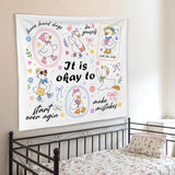 WNAGT Mental Health Goose Tapestry Wall Hanging 50x60 Inch | Coquette Goose Inspirational Quotes Wall Tapestry for Girls Kids Nursery Bedroom Home Office Classroom Decor