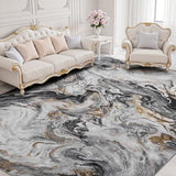 PADOOR Abstract 4'x6' Area Rug, Washable Non-Slip Low Pile, Marble Black