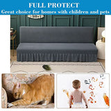 HFCNMY Stretch Armless Futon Cover with Skirt Knitted Jacquard Futon Sofa Bed Cover Machine Washable Futon Couch Cover Futon Sofa Cover Furniture Bed Protector with Elastic Bottom (Dark Gray)