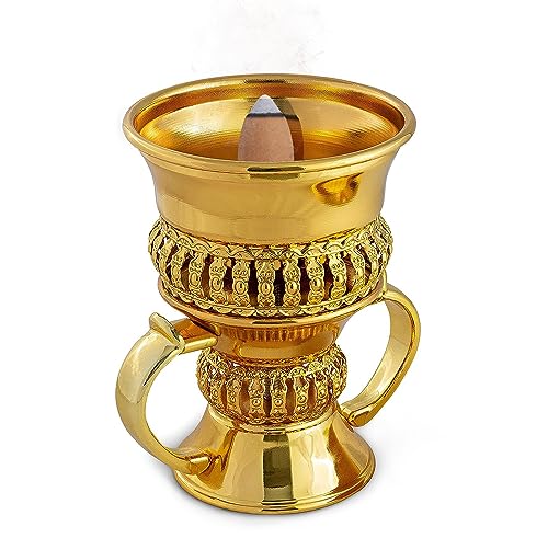 AM Regal Metal Incense Burner - Bakhoor Burner Mubkhara – Frankincense Resin Burner - Ideal for Yoga, Spa & Aromatherapy (Gold)