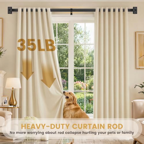 TANGWIN Black Wrap Around Curtain Rods 48 to 90:Blackout Heavy Duty Adjustable Window Curtain Rod for Bedroom Kitchen,Modern Industrial Curved French Return Metal Drapery Rods Easy Install,Matte Black