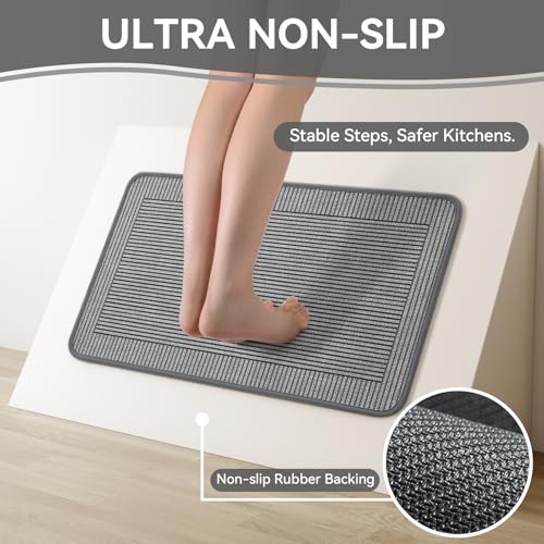 Kitchen Mats for Floor, Non Slip Kitchen Rugs, 17x47 Grey