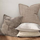 MIULEE Slubby Textured Decorative Euro Pillow Covers Taupe Grey 22x22