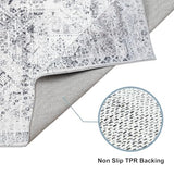 Area Rug 4×6, Vintage Boho Rug,Ultra-Soft Low Pile, Washable, Non Slip,Stain Resistant Printed Carpet for Living Room Bedrooms Playroom Office Kitchen, Classic-Grey