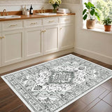 3x5 Washable Area Rug for Bedroom, Light Grey