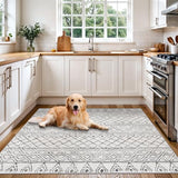 Washable Square 4x4 Moroccan Rug:Modern Boho Non Slip Area Rugs Grey