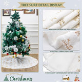 Christmas Tree Skirts 36inch Faux Plush White Tree Skirt Double Layers Gold Snowflakes Tree Skirt Cover Fluffy Round for Holiday Party Christmas Tree Decorations