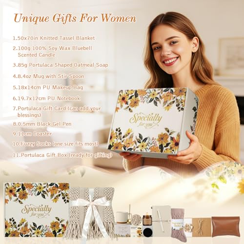Get Well Gifts Box for Women Self Care Gift - Birthday Gifts for Women Mom Friend, Get Well Soon Gift Baskets for Women Care Package, Thinking of You Thank You Appreciation Gifts for Her Teacher