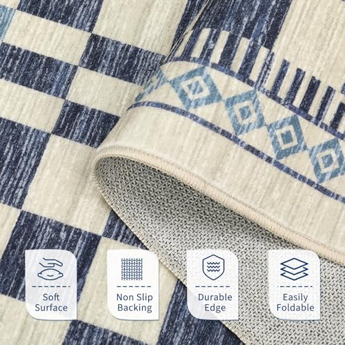 GarveeHome 2x3 Small Rug for Kitchen Modern Checkered Area Rug for Bathroom