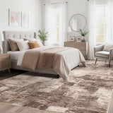 kakania 9x12 Washable Area Rug - Abstract Soft Non-Slip Modern Low-Pile Carpet for Living Room Bedroom Office Dorm, Kid Pet Safe Robot Vacuum Friendly - Brown