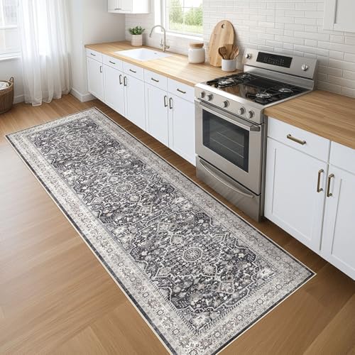 Runner Rug 3x10 Washable Non-Slip Vintage Boho Soft Rug Black