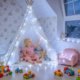 JMEXSUSS 4 Pack 50 LED Fairy Lights Battery Operated, 16.1ft White Fairy Lights for Bedroom, Silver Wire Twinkle String Lights Indoor for Party Wedding Birthday Decorations