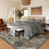 Lahome Moroccan 9x12 Rug for Living Room, Soft Washable Grey Bedroom Rug